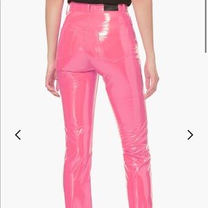 pink vinyl jeans